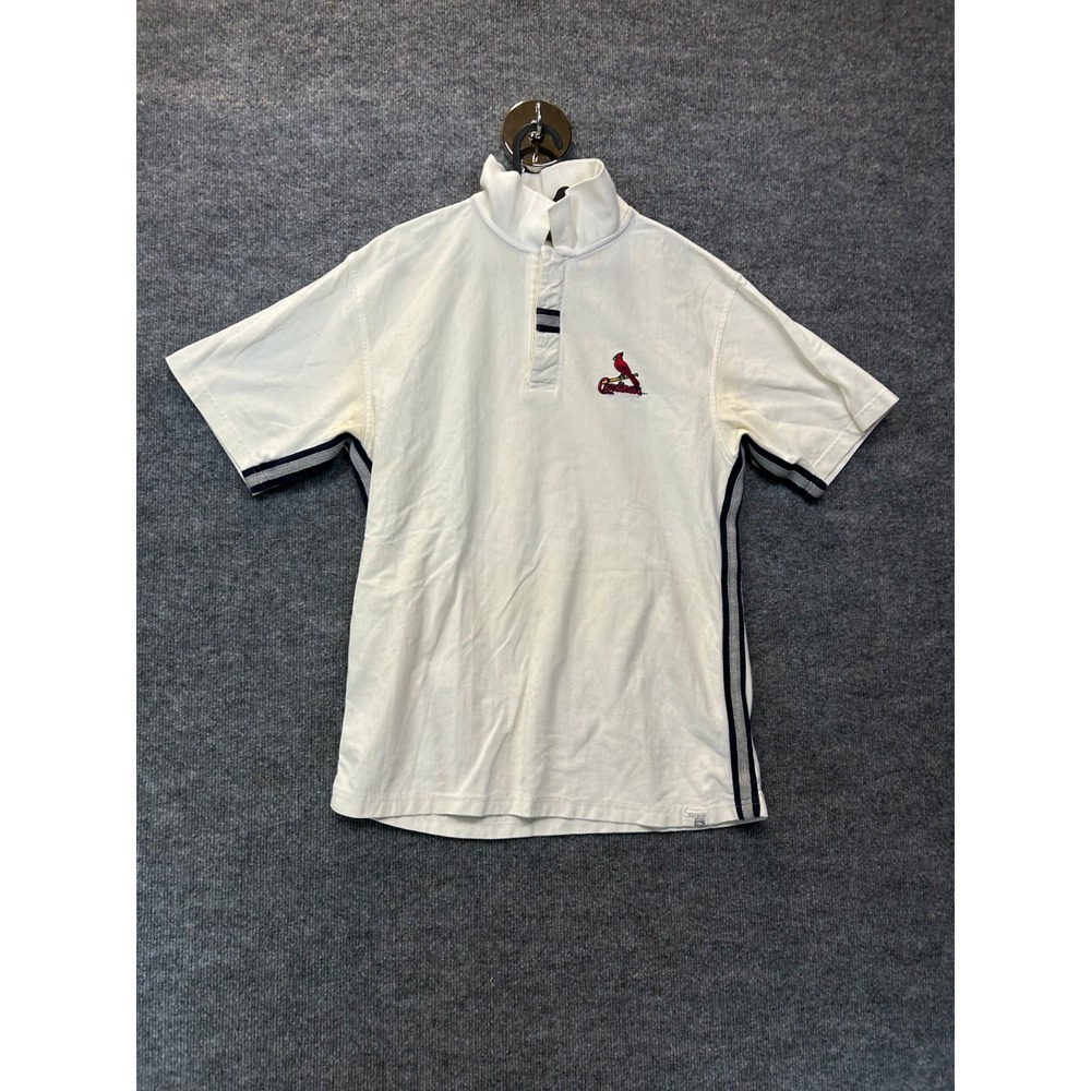 St. Louis Cardinal Antigua Sport Polo Shirt Mens White Short Sleeve Baseball - M